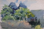 Nature Beauty, Landscape Painting by M. K. Kelkar, Watercolour on Paper, 7.5 X 11